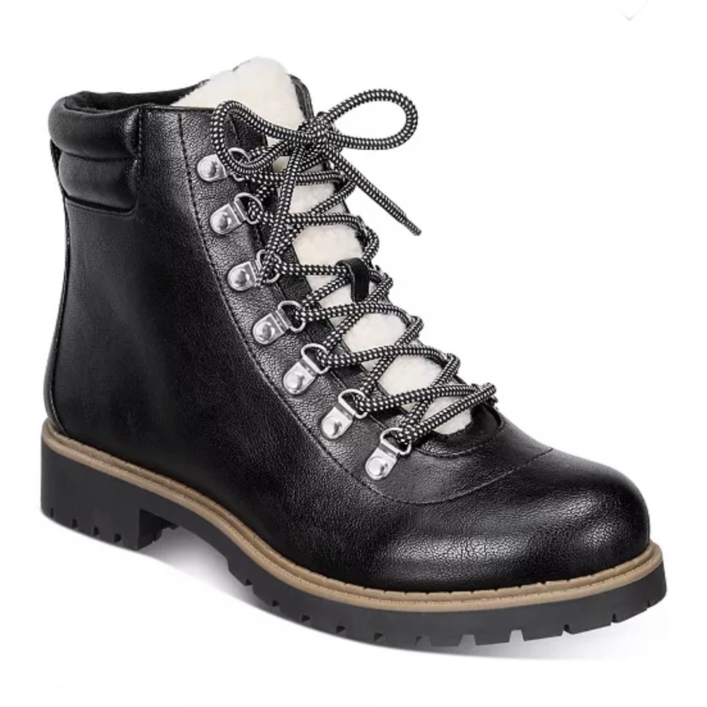 Maariah Lace-Up Lug Sole Booties, Sz.6 NEW